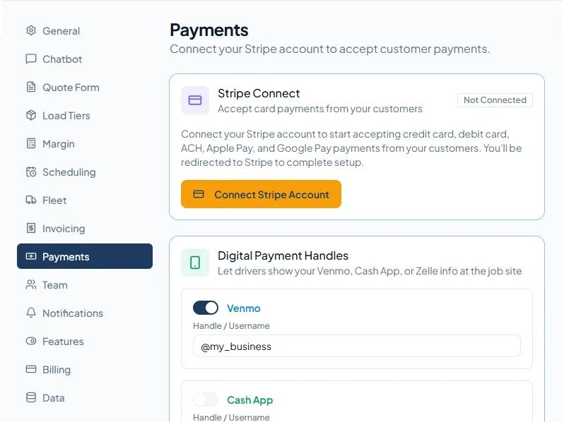 Collecting junk removal payments on-site with HaulHQ