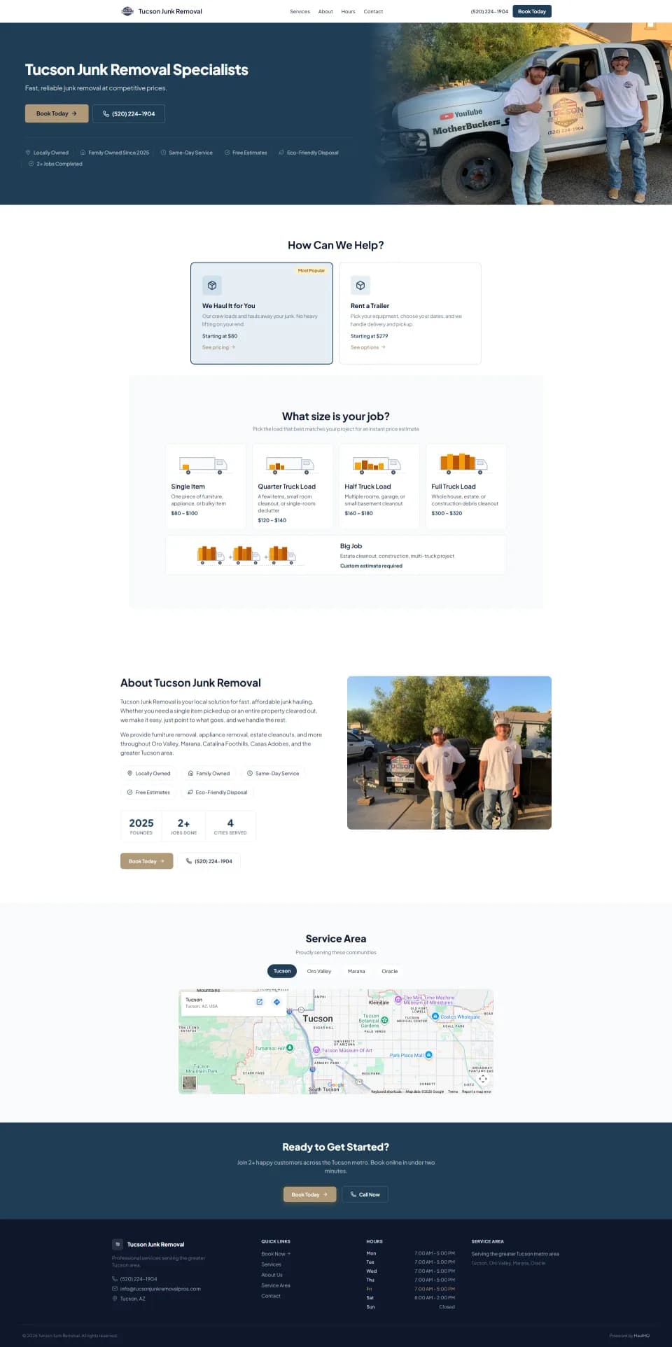 Example HaulHQ tenant landing page